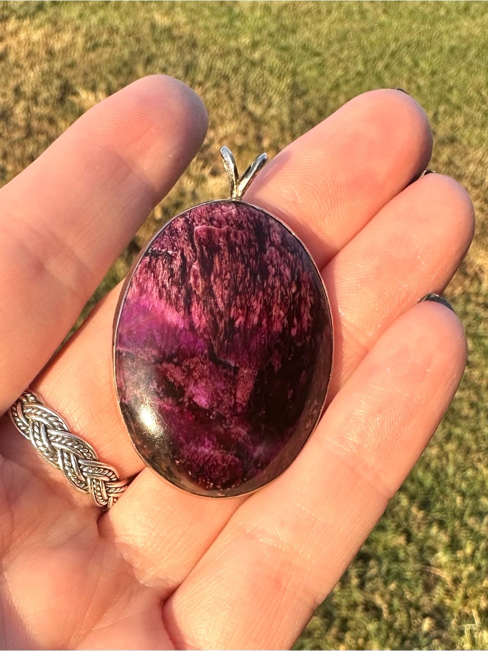Vintage Sugilite Solid Sterling Pendant